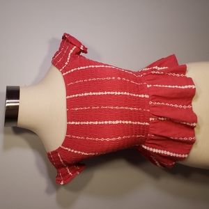 AEROPOSTALE TOP S elastic gathering ruching Burgandy Flounce Bottom